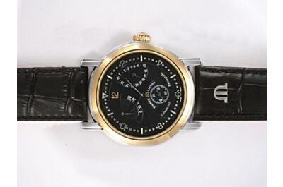  Maurice Lacroix Masterpiece Lune Retrograde Automatic 43mm Black Gold Bezel Watch