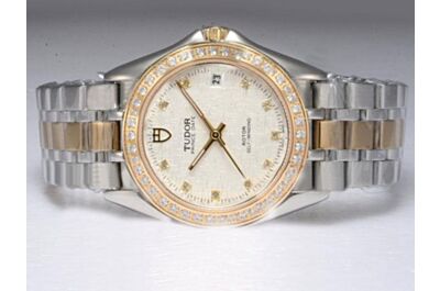 Tudor Prince  men's Date Diamond Scales 2-Tone SS Jewelry Timepiece 