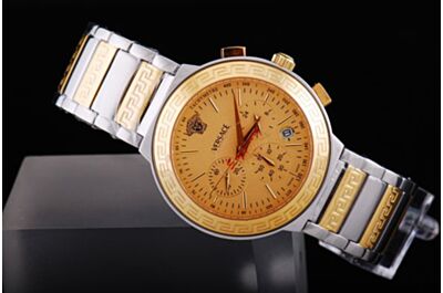 Mens Versace Dv One Chronometer Gold 24Hours 2-Tone Steel  Watch 