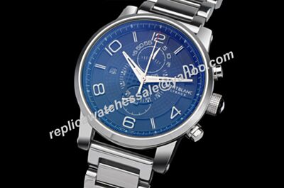 Montblanc U0104286 Flyback Chronograph TwinFly Royal Blue 43mm Silver Bracelet Watch WBL005