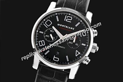 Montblanc Timewalker Automatic Swiss Leather Strap Men's Chronograph Silver SS Watch WBL020