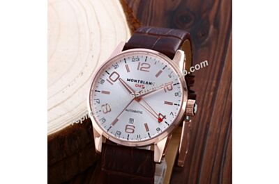 UK Montblanc GMT Timewalker Rose Gold Date Automatic 24 Hours Swiss Movement Watch WBL024
