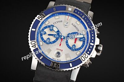 Swiss Ulysse Nardin Diver Chronometer 8003-102-7/91 Blue Bezel Rubber Strap Gents Watch  YD001