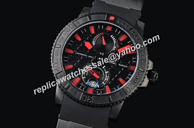 Ulysse Nardin Diver Collection Ref 263-92-3C Titanium Black Red Scale Watch 