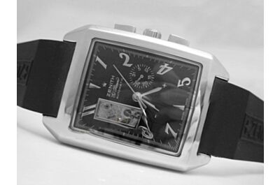 Zenith Port Royal Rectangle 36mm Tourbillon Chronometer Rubber Strap Black Watch 